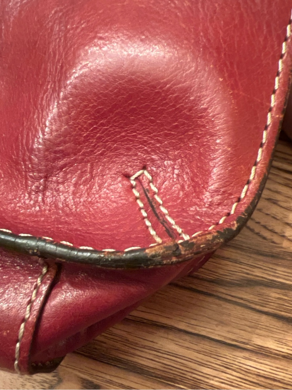 Vintage FOSSIL Sedona Red Saddle Leather Double Handle Handbag Purse - Picture 8 of 14